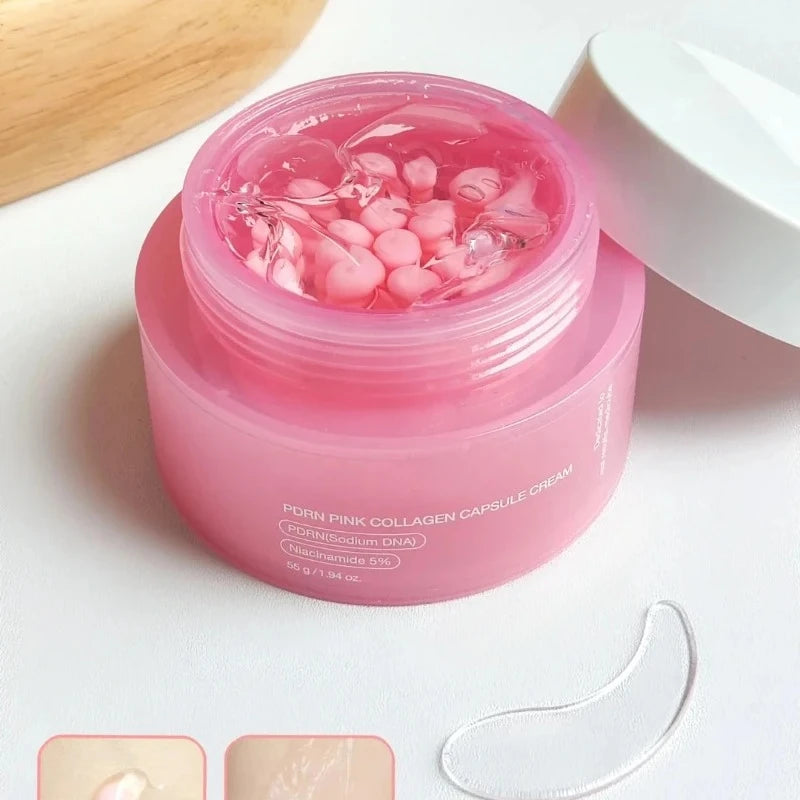 Korean Pink Collagen PDRN Capsule Cream – Niacinamide Face Moisturizer for Even Skin Tone | Lightweight Non-Greasy