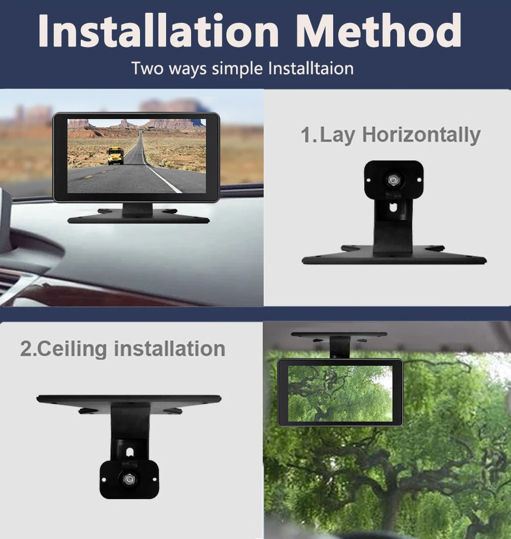 7 inch Truck DVR System BSD Sound and Light Alarm 2CH 1080P Night Camera Touch Screen MP5 BT AHD Monitor 24H Parking Recorder