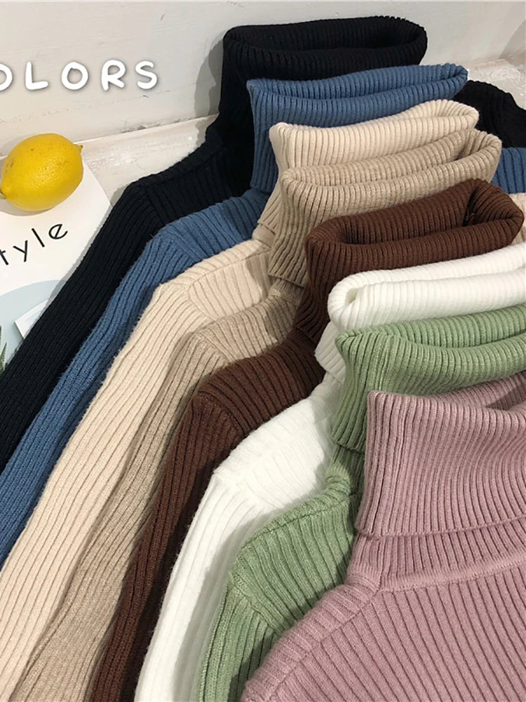 Women's Korean turtleneck sweater, slim knit — view 1 of 20