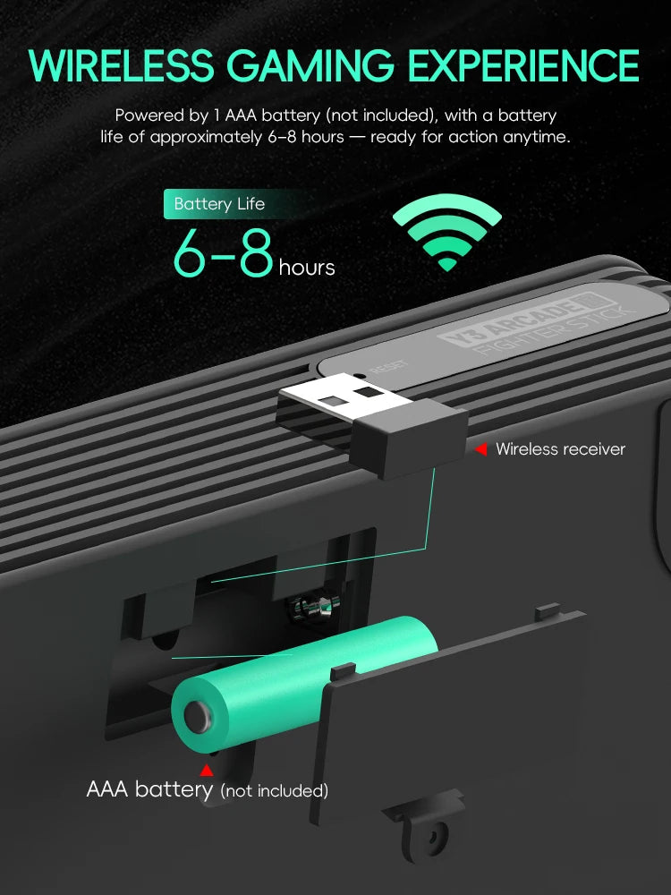 Data Frog Y3A Max Wireless Arcade Stick – 27 Emulators, Turbo Mode | PC, Android & TV Box Fighting Game Joystick