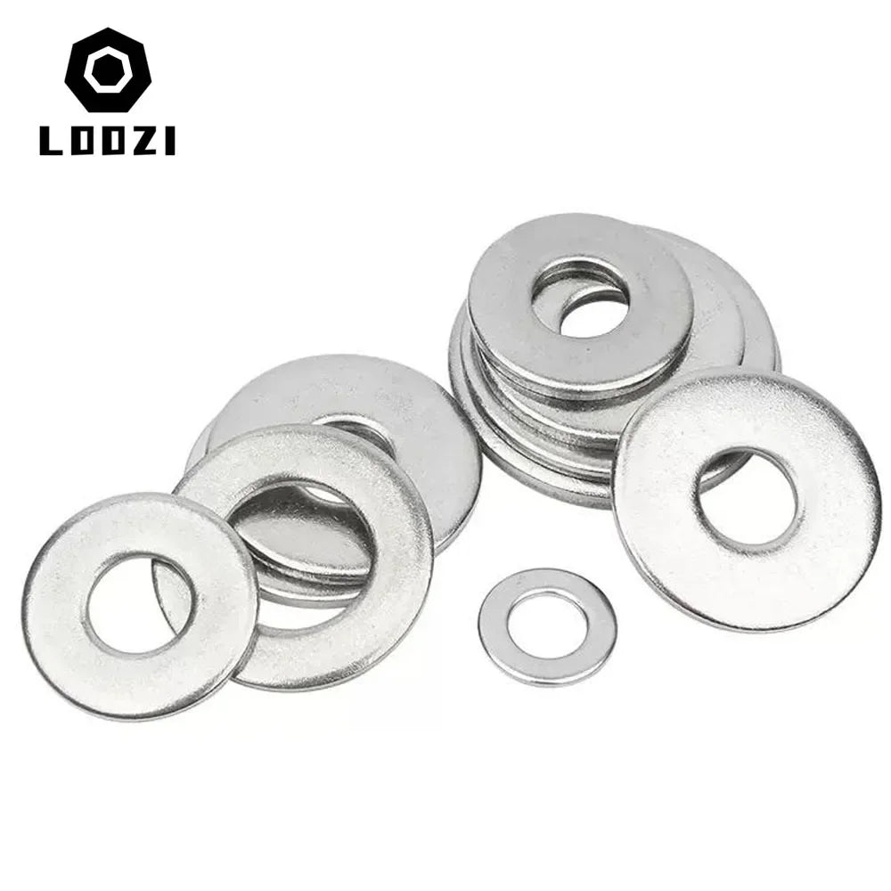 304 Stainless Steel Flat Washer M1.6 M2 M2.5 M3 M4 M5 M6 M8 M10 M12 M14-M22 Metal Gasket Meson Sealing Plain Washers Spacer Shim