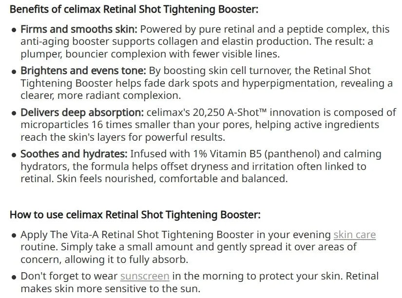 CELIMAX The Vita A Retinal Shot Tightening Booster 15ml Anti-aging Wrinkle Care