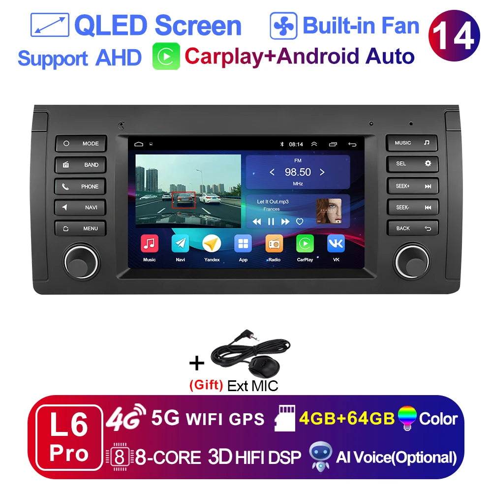 LEHX L6 2din Android14 Auto Carplay Car Radio Multimedia Stereo For BMW E53 5 Series E39 M5 1995-2003 Stereo autoradio gps 2 din