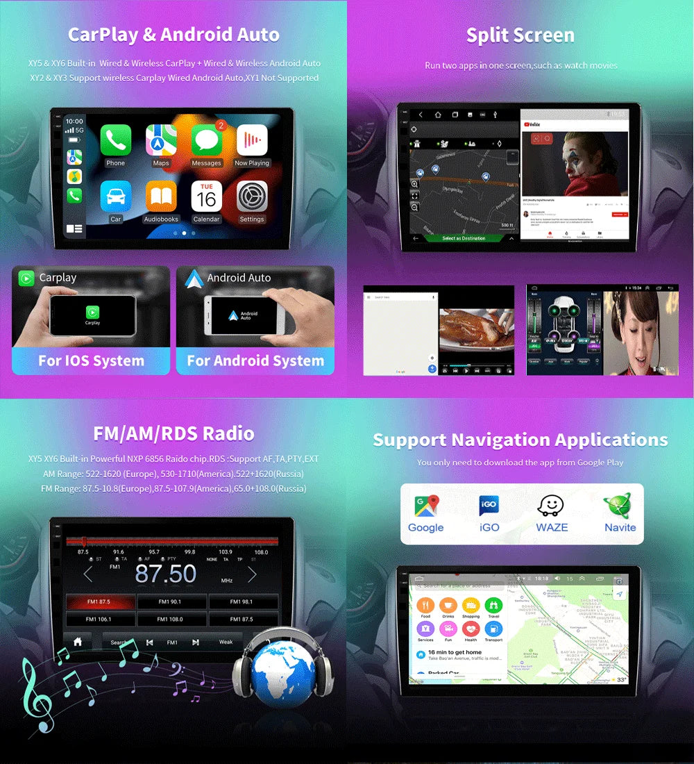 10" Android Car Stereo for Volvo XC90 (2004–2014) — Wireless CarPlay & Android Auto, GPS, 4G, 5G WiFi