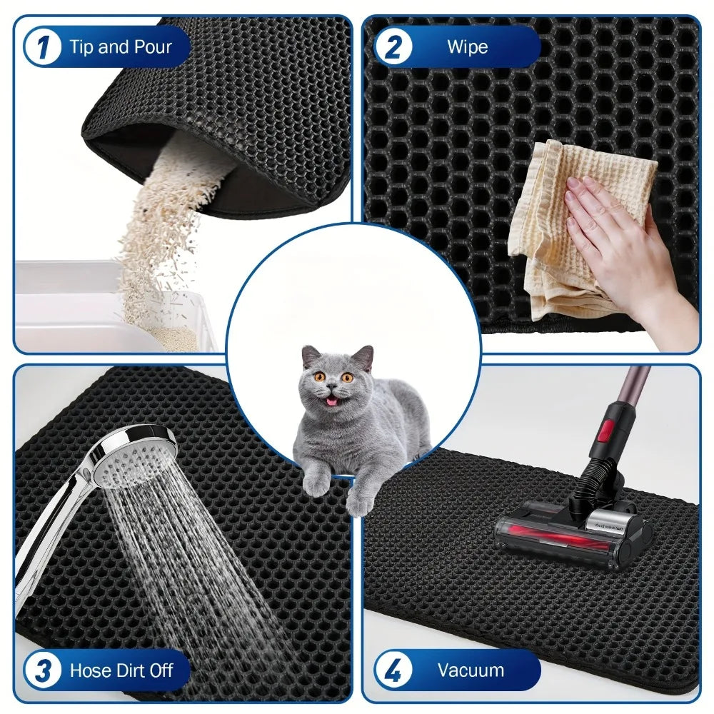 Large Cat Litter Mat 70 x 120 cm - Double Layer Litter Trap – photo 6