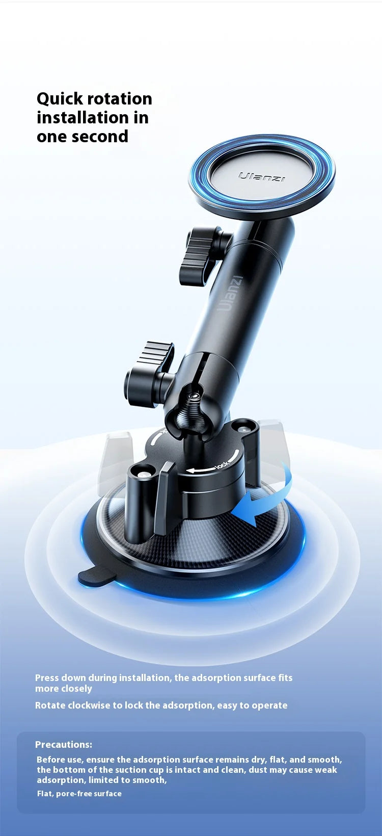 Original Ulanzi ZJ06 Phone Holder Suction Cup Telescopic Bracket Magnetic Fixation Vehicle Mounted Photography Stand Magsafe