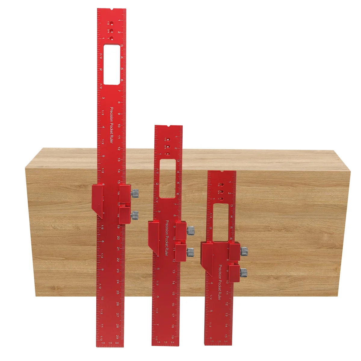 Precision Pocket Ruler T-Type Scribing Ruler Carpenty Square T Track Ruler Inch and Metric Measuring Marking Ruler W/ Slide Stop