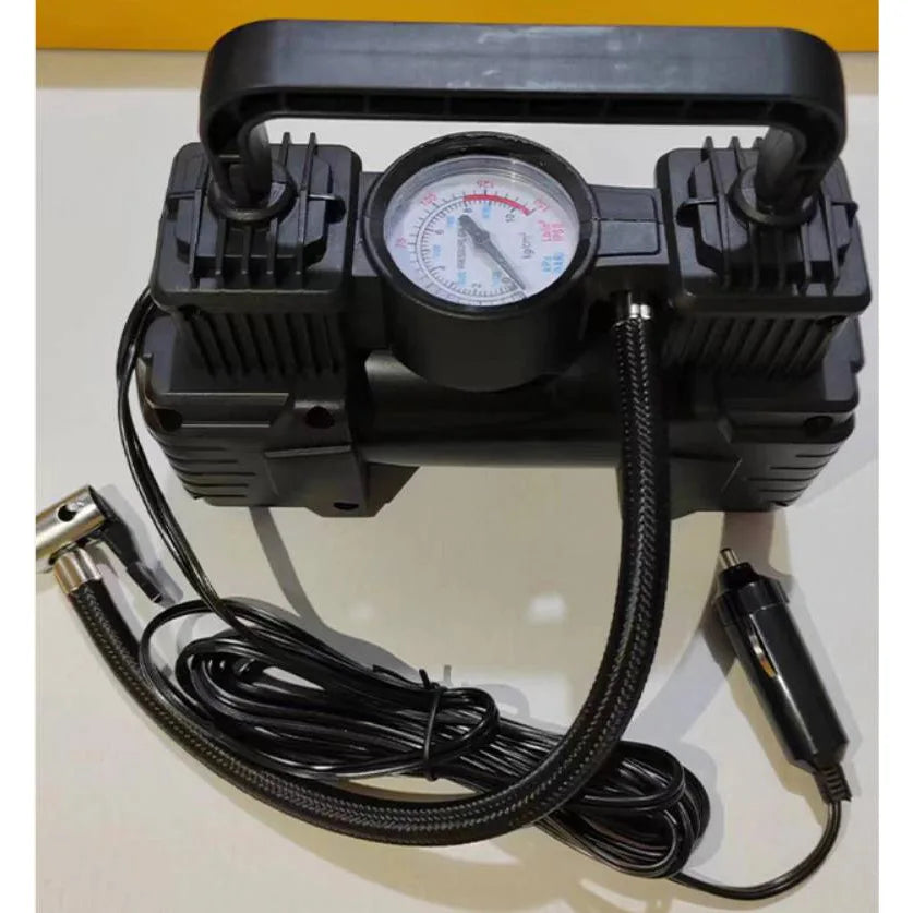 Dual Cylinder Heavy Car Tire Air Compressor 12V 150PSI Universal Portable Inflation Inflator Electric Pump with Pressure Gauge