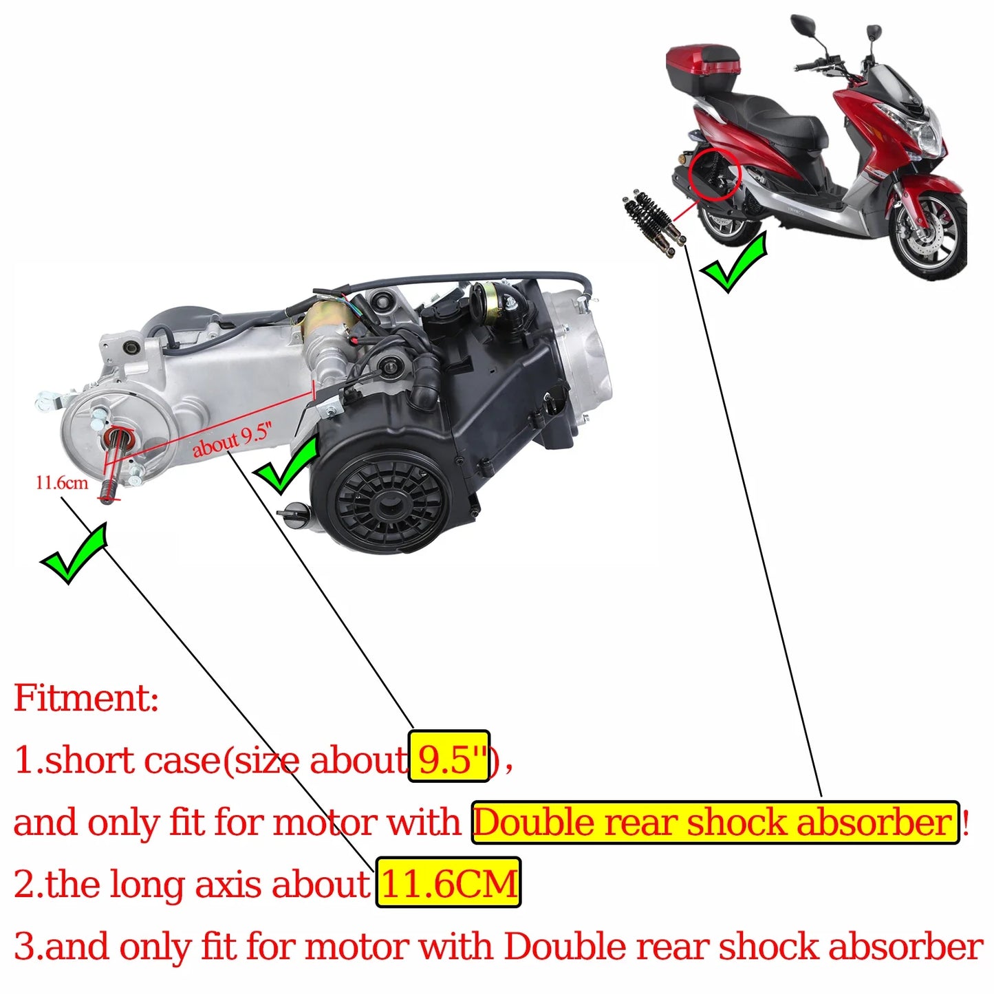 150cc Engine Assembly 4-Stroke GY6 Single Cylinder Motor Air Cooled Engine Set Short Case For Scooter ATV Go Kart 157QMJ
