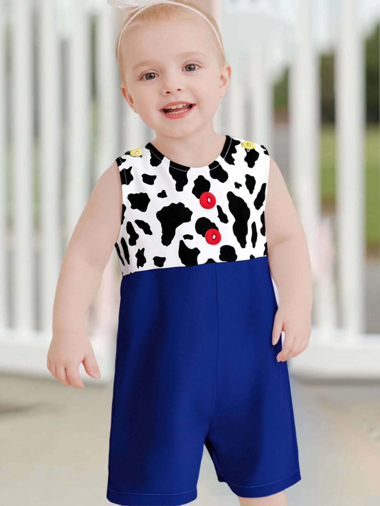 Toddler  Black and White Polka Dot Print Sleeveless Round Neck Baby Jumpsuit Newborn Romper Infant Bodysuit