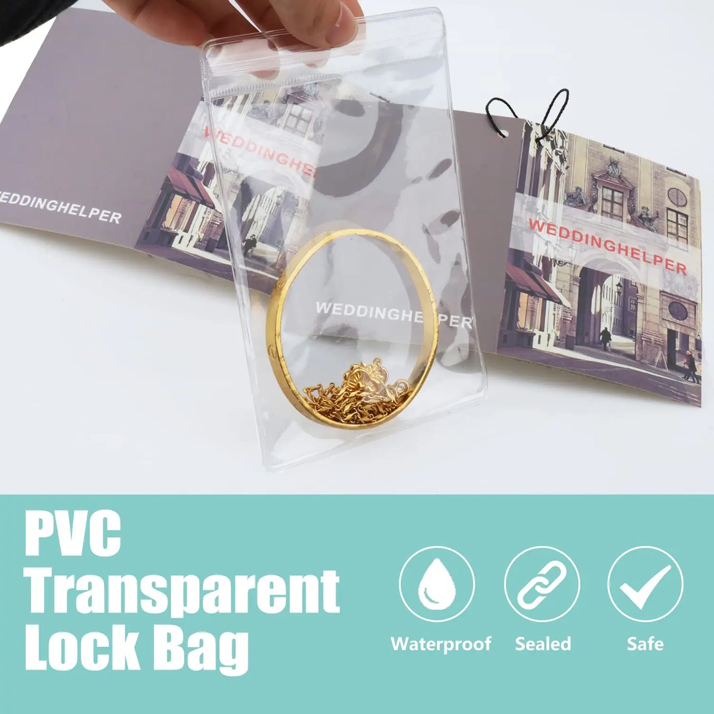 100PCS Clear PVC Jewelry Zip Bags – Self-Sealing Storage Bags for Rings, Earrings & Bracelets | 7 Sizes