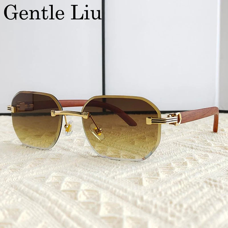 Rimless Square Sunglasses for Men — UV400 Anti-Blue-Light