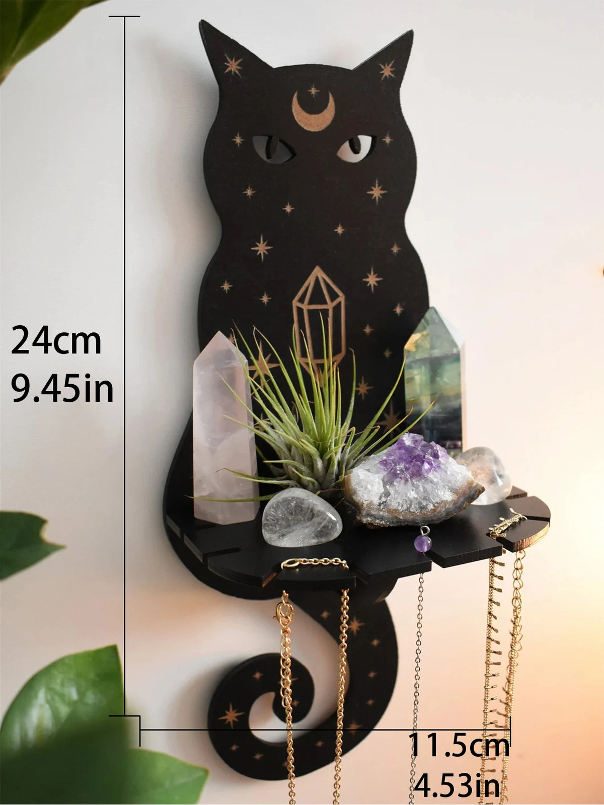 Cat Silhouette Wooden Wall Shelf - Crystal Display – photo 6