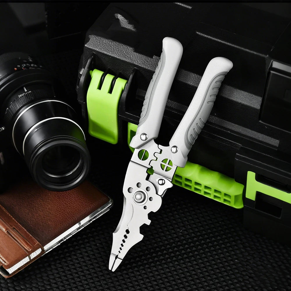10-in-1 Professional Electrician Wire Stripper Pliers Heavy Duty Cable Cutting Crimping Tool Stainless Steel with Non-Slip Grip