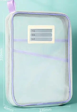 A4 Stationery Storage Bag Double-layer Mesh Zipper Bag Large Capacity Organizer Folders School Office Supplies Stationary Bag