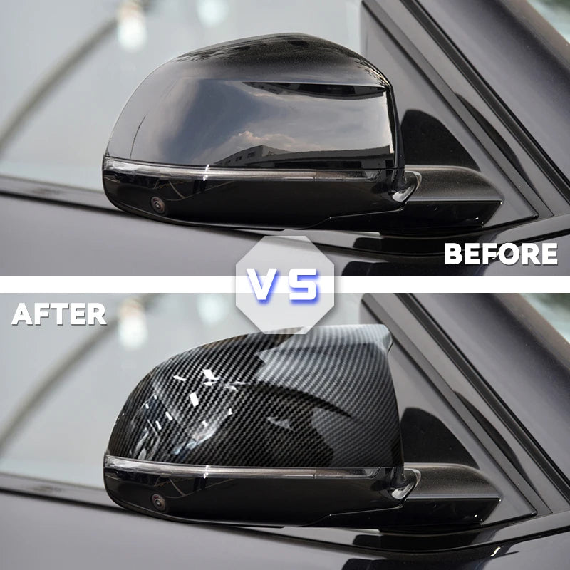 2Pcs Glossy Black carbon pattern Rear Side View Mirror Covers Shell Replacement For BMW X3 G01 ix3 X4 G02 X5 G05 X6 G06 X7 G07