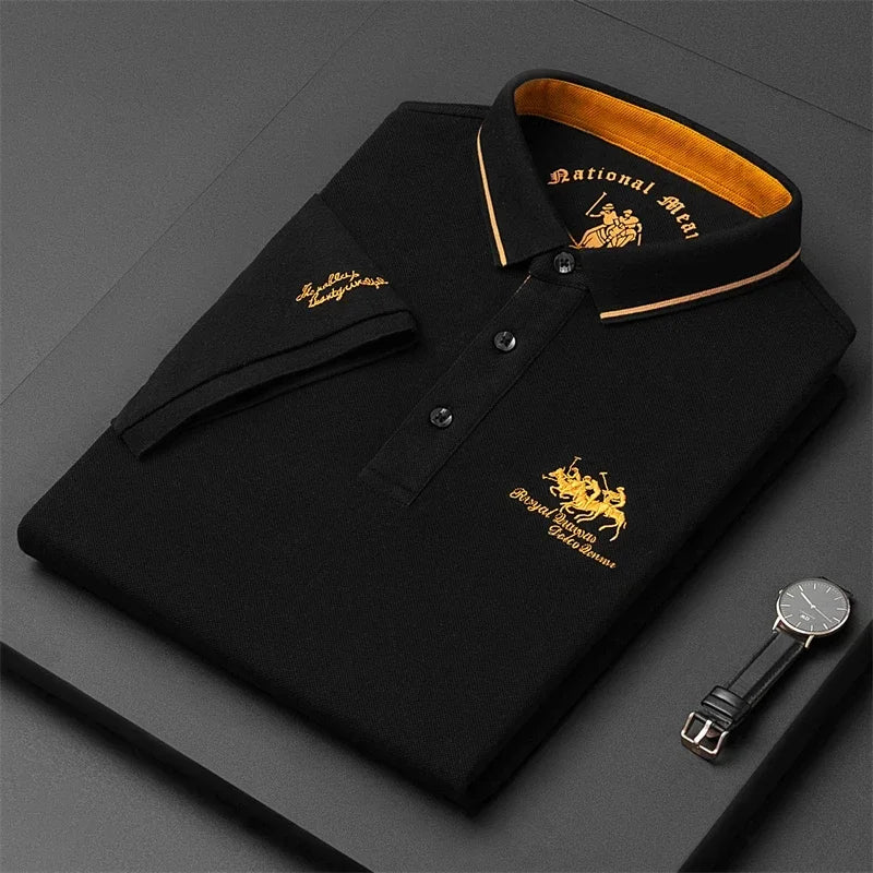 Men's Embroidered Polo Shirt - Short Sleeve, Casual Summer Top