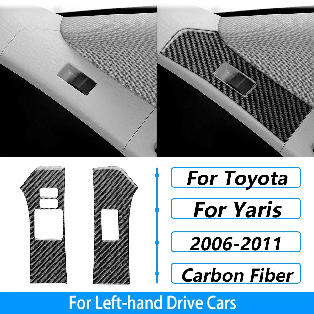 For Toyota Yaris 2006-2011 Carbon Fiber Central Control AC CD Air Outlet Gear Shift Panel Cover Trim Set Car Accessories Sticker