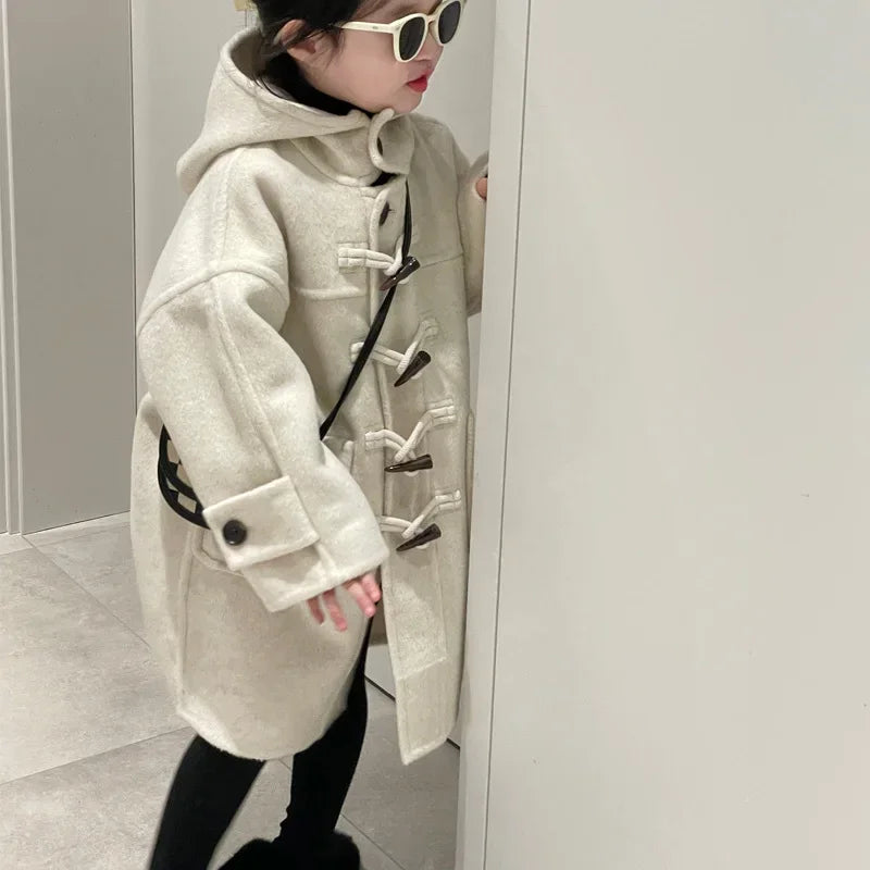 Kids Hooded Winter Coat with Toggle Buttons - Plush Trim Jacket - photo 4