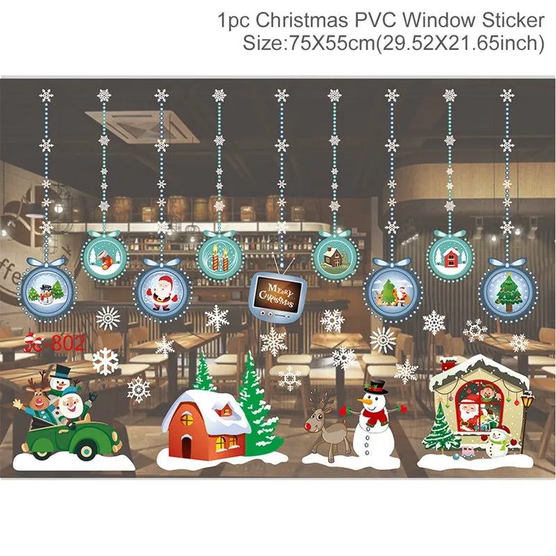 Christmas Wall Window Stickers Marry Christmas Decoration For Home 2026 Christmas Ornaments Xmas Navidad Gift New Year 2026