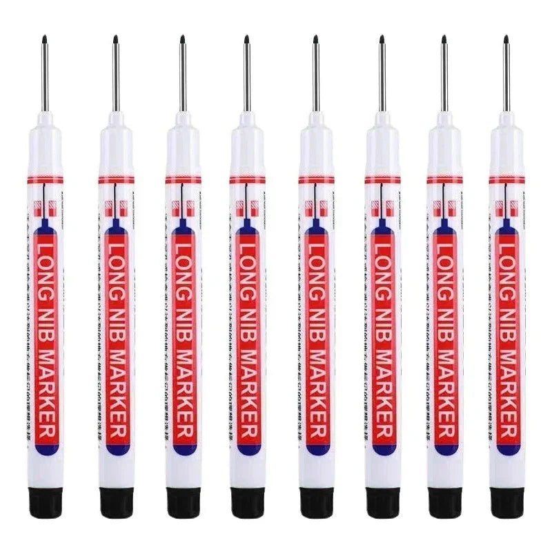 8Pcs/Set 20mm Deep Hole Long Nib Head Markers For Metal Perforating Pen Waterproof Bathroom Woodworking Decoration Multi-Purpose