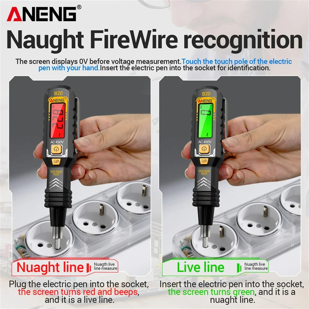 ANENG B20 Insulated Screwdriver Double Head Dual-use Slotted Cross Tester Pen Screw Driver Repair Voltage Meter Hand Tools
