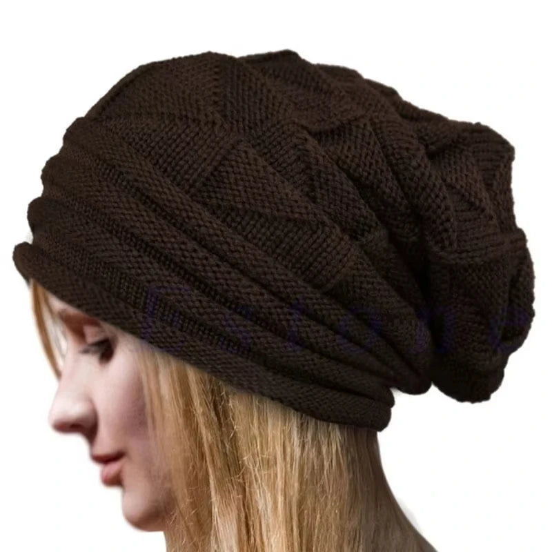 Winter Knitted Hat for Women Baggy Slouchy Beanie Hats Outdoor Warm Cap Bonnet Female Snow Skiing Warm Woolen Caps