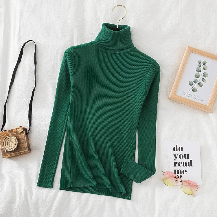 Women's Soft Turtleneck Sweater — Cotton Blend Knit