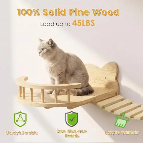 16-in-1 Pine Cat Wall Shelf Set - Tunnel, Bridge & Condo – photo 5