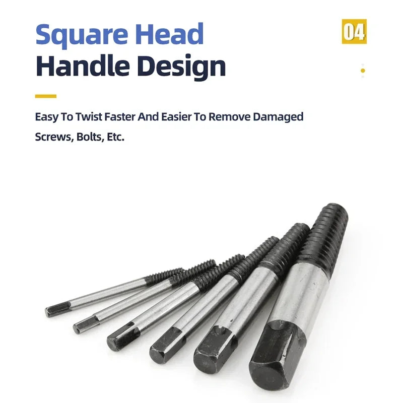 5/6Pcs Screw Extractor Metal Drill Bit Set Damaged Screws Remover Extractor Woodworking Tools Broken Bolt Water Pipe Extractor