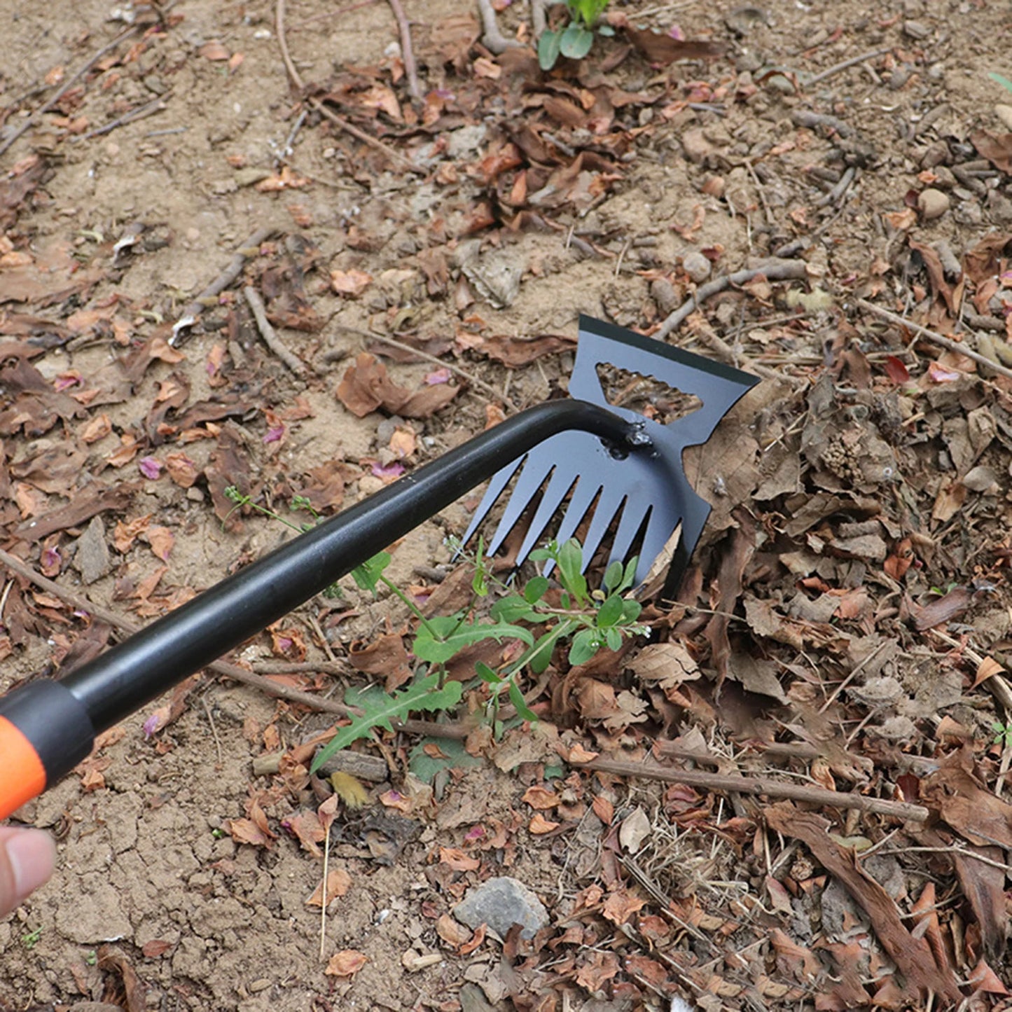 5/6/8/11 Teeth Carbon Steel Garden Hand Rake,2 In 1 Agricultural Manual Weeding Tools for Yard,Multifunction Gardening Hoe Rake