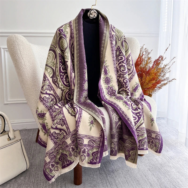 Women's Chunky Pashmina-Style Shawl - Thick Winter Poncho Wrap - photo 7