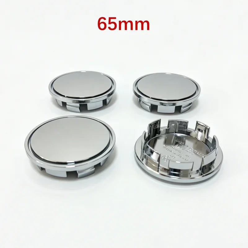 New 4pcs 68mm 65mm 60nmm 56mm 50mm 49mm 48mm Black Chrome Silver Blank Base Rim Cap For Car Modification Universal No Logo Hub C