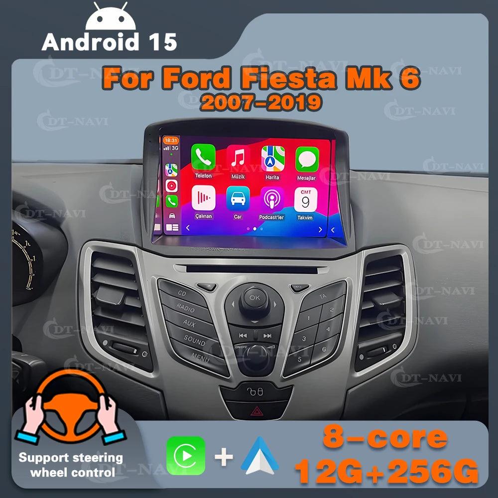 Car Stereo with Apple CarPlay & Android Auto, Compatible with Ford Fiesta Mk6 (2008-2019)