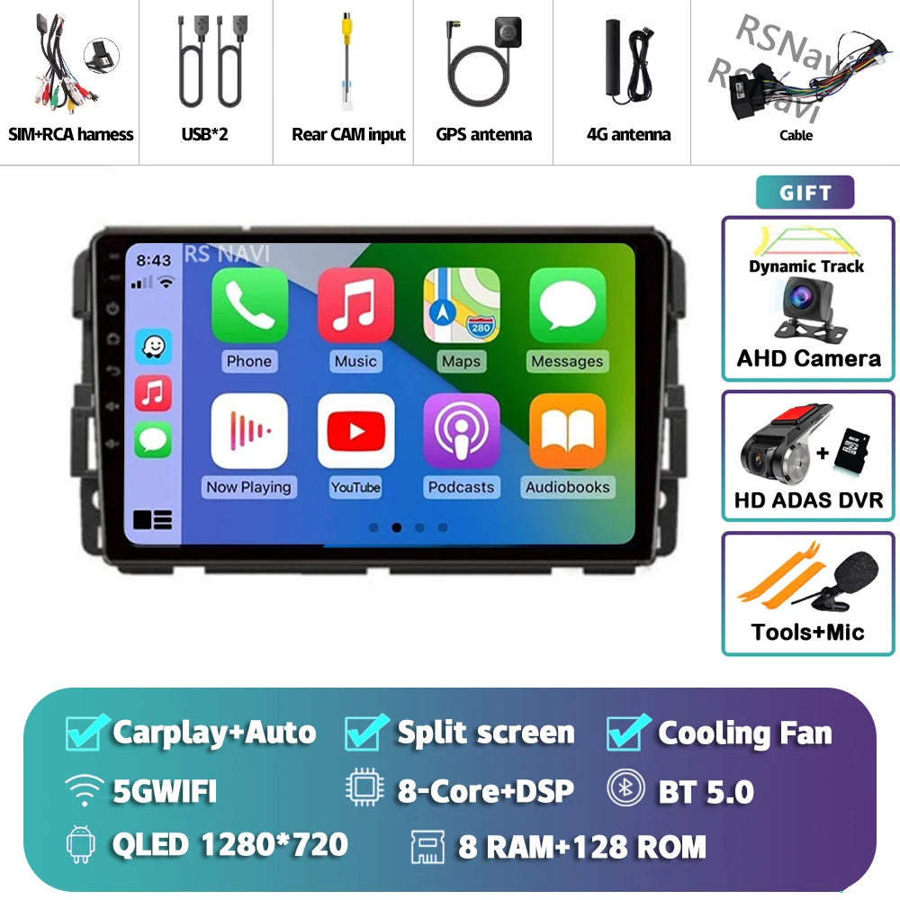 Android 16 Carplay Car Radio For Chevrolet Silverado Impala GMC Yukon Acadia Sierra Navigation GPS Multimedia Player stereo wifi