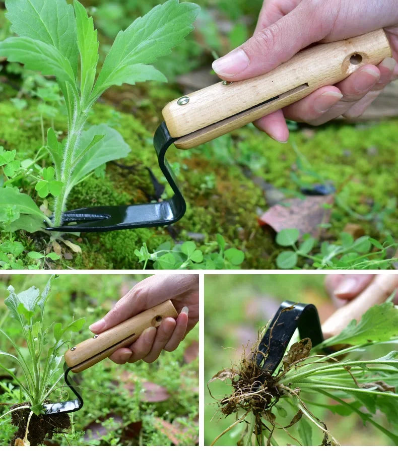 Handheld Dandelion Puller & Garden Fork — Durable Metal Weeder