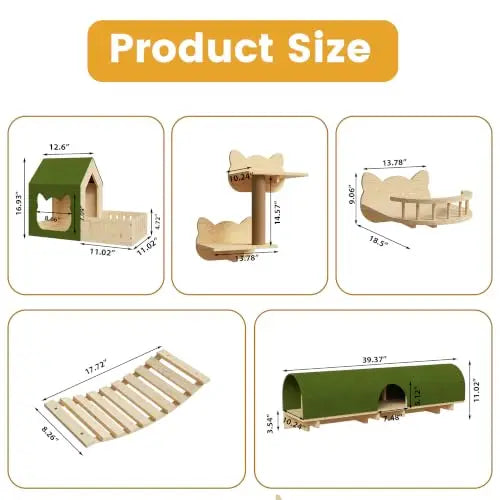 16-in-1 Pine Cat Wall Shelf Set - Tunnel, Bridge & Condo – photo 3