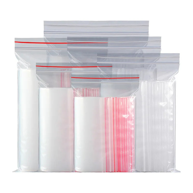 Transparent Self Sealing Plastic Bags 10x15cm, 100pcs Resalable Zip Lock Bags for Food Storage, Jewelry, Crafts, 20x12x2cm