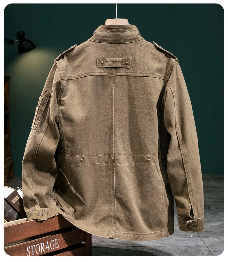 Men's Heavyweight Cotton Cargo Jacket with Pockets
