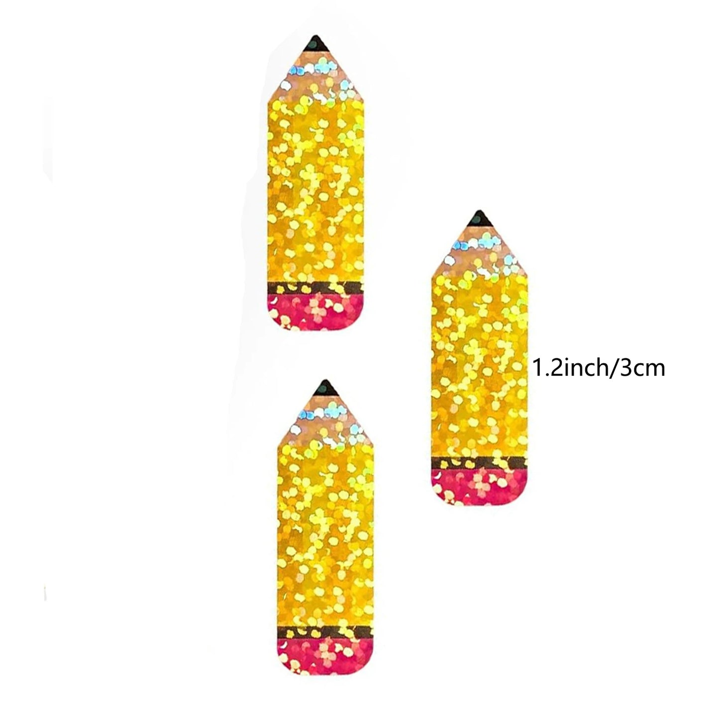 100-500pcs Laser Gold Pencil Stickers Party Gift Wrapping Label Scrapbook Cartoon Rewards Stationery Stickers