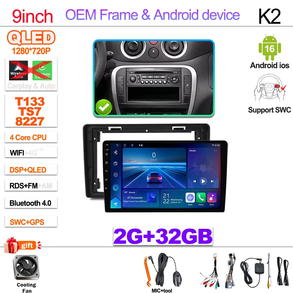 For Citroen C2 C3 2001 2002 2003 - 2010 Android 16 Auto Radio Stereo Multimidia Player Gps Navigation Carplay Dvr Touch Screen