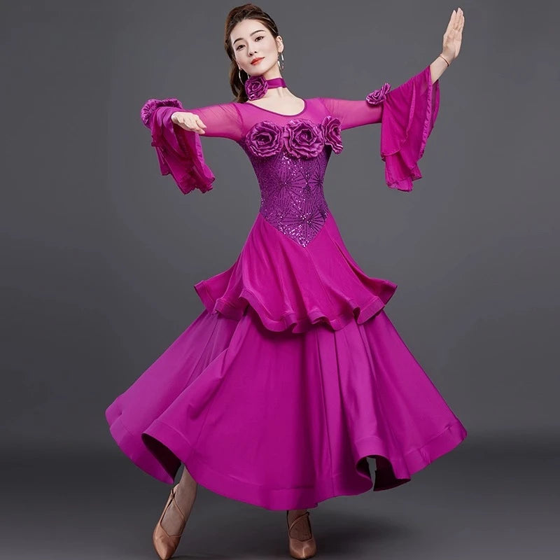 Women's big swing social ballroom dress for tango and waltz