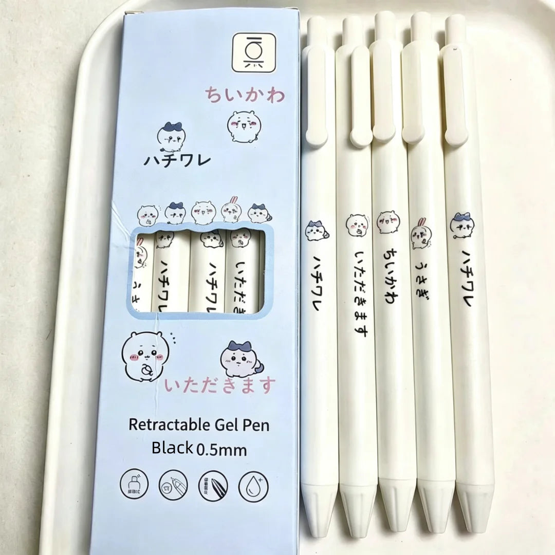 Cute Chiikawa Gel Pen Set | 0.5mm Black Ink, Ideal for Students & Chiikawa Fans, Perfect Back-to-School Gift & Present for Frien