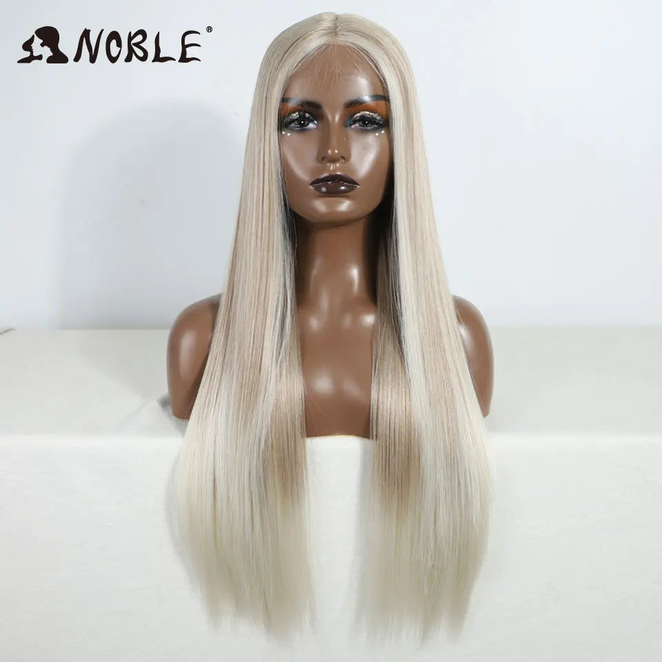 Noble Cosplay Long Straight Synthetic Lace Front Wigs For Women 30 Inch Middle Part Synthetic Lace Wig High Temperature Fiber