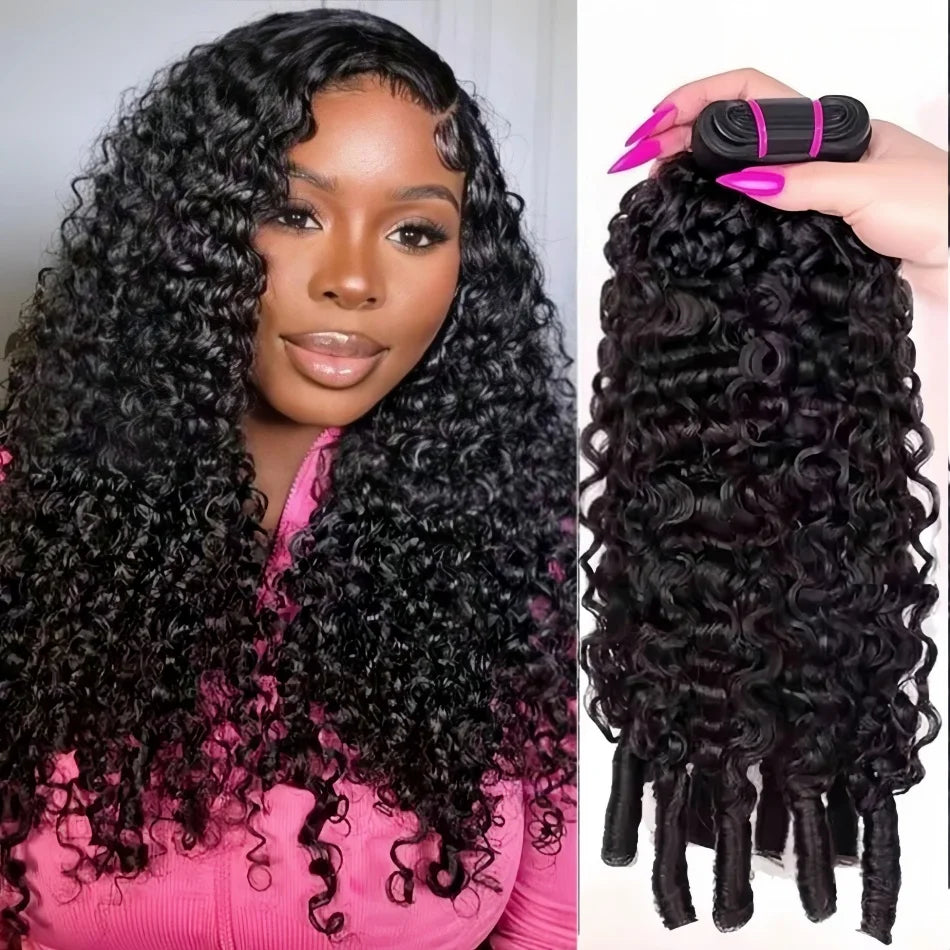 12A Burmese Curly Human Hair Bundles Water Wave Bundles Virgin Weave Human Hair Extensions Curly Ends 1/3/4 Pcs Black 30 40 Inch