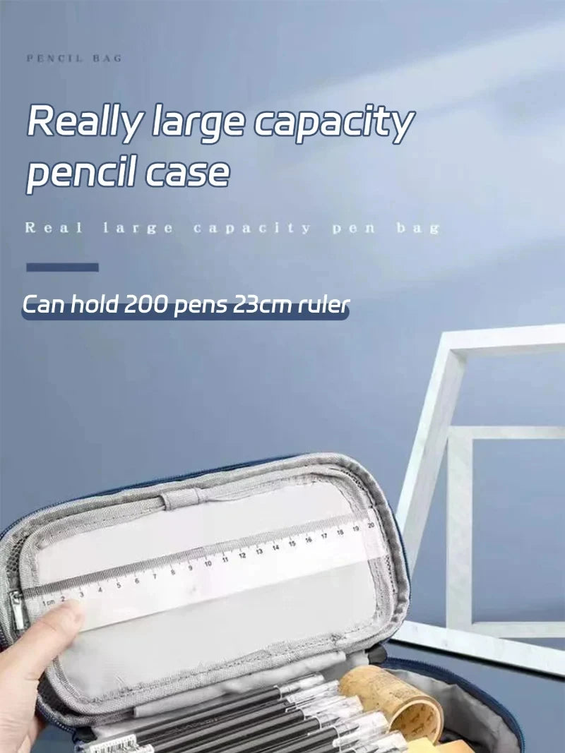 Portable Large Capacity Pencil Case Upper Pen Box Multifunctional Stationery Bag Boy Back to School Office Supplies Stationery