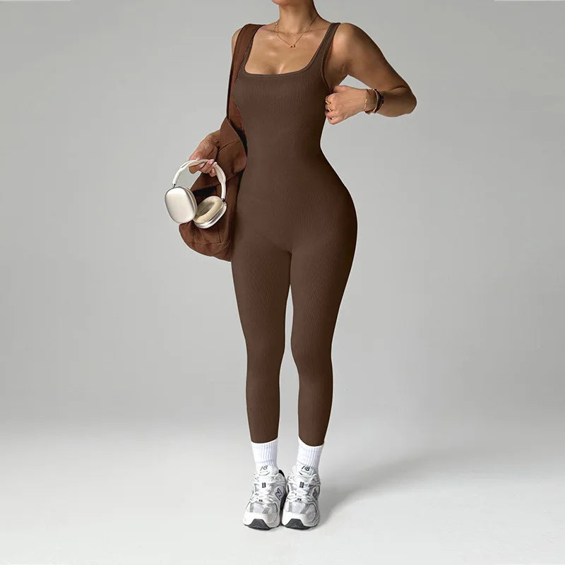 Women's Seamless Fitness Jumpsuit — Hip-Lift Workout Bodysuit