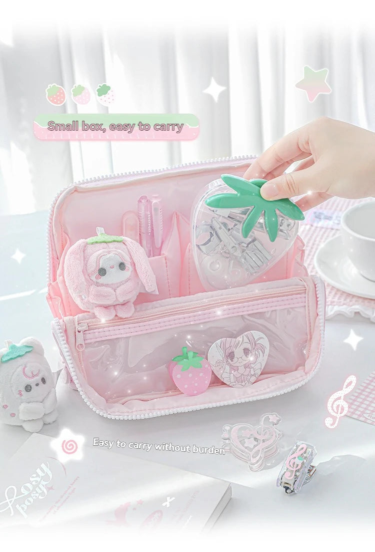 1PC Tool Set High Beauty Strawberry Efficiency Set Stapler Storage Stationery Student Specific Tool Set