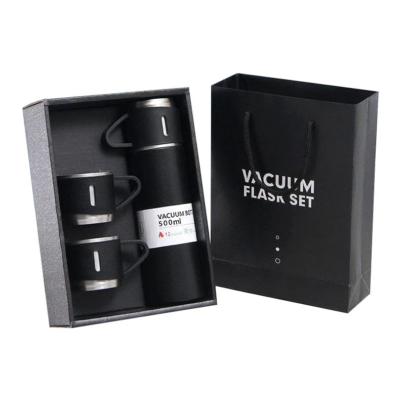 Free LOGO 3 In 1 set of  Thermos Mug Leak_Proof Travel Thermo Cup for Tea Water Coffee Thermo Cafe 500ML Double Stainless Steel