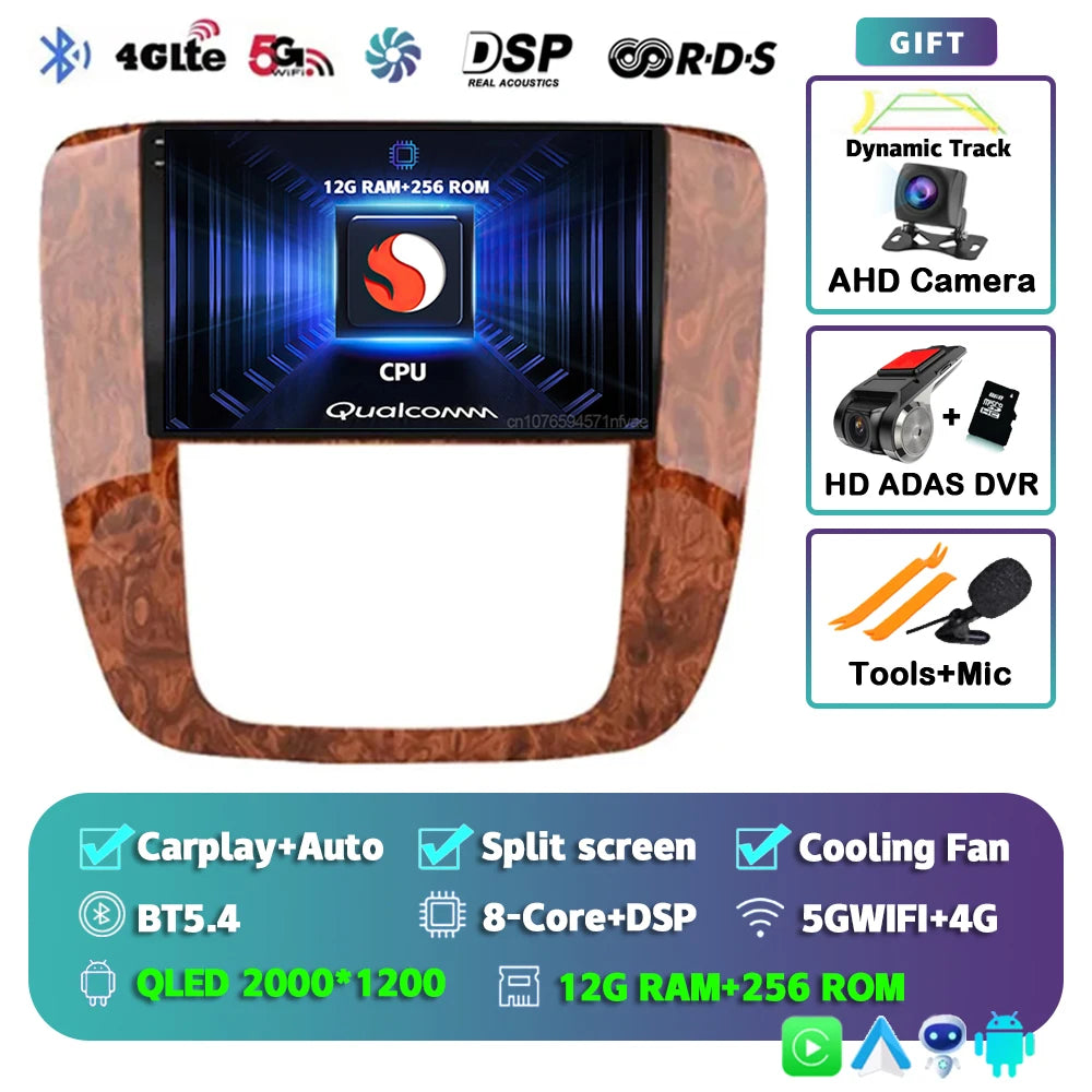 Android 16 Car Radio For GMC Yukon Chevrolet Tahoe Suburban 2008-2012 Carplay Multimedia Video Player Navigation Stereo Wifi+4G